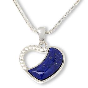 Jay King Sterling Silver Lapis Heart Pendant with 18" Chain Necklace
