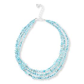 Jay King Sterling Silver Larimar and Blue Opal 3-Strand Necklace
