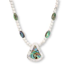Jay King Sterling Silver Magnesite and Abalone Inlay 18" Necklace