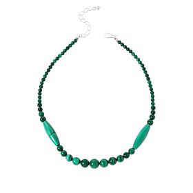 Jay King Sterling Silver Malachite Bead Necklace