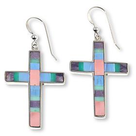 Jay King Sterling Silver Multi-Opal Inlay Cross Earrings