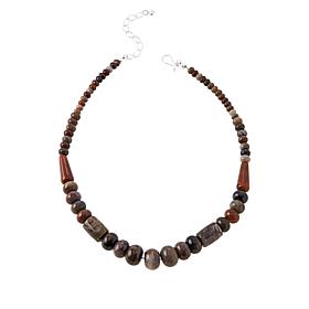 Jay King Sterling Silver Multicolor Petrified Wood Bead Necklace