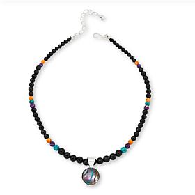 Jay King Sterling Silver Multigemstone Inlay Round Pendant-Necklace