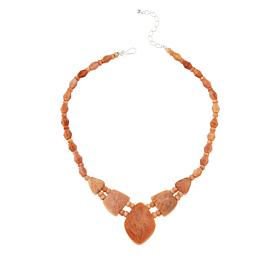 Jay King Sterling Silver Peach Stone Necklace