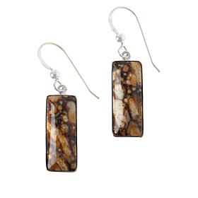 Jay King Sterling Silver Shitake Stone Rectangular Drop Earrings