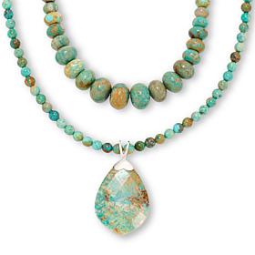 Jay King Sterling Silver Turquoise 3-Piece Pendant and Necklace Set