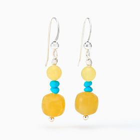 Jay King Sterling Silver Yellow Opal & Royal Blue Turquoise Earrings