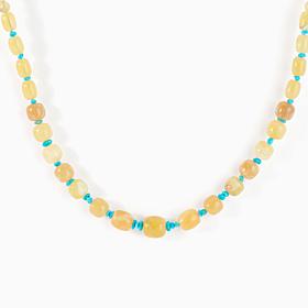 Jay King Sterling Silver Yellow Opal & Royal Blue Turquoise Necklace