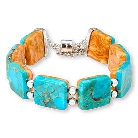Jay King Turquoise and Orange Spiny Bracelet