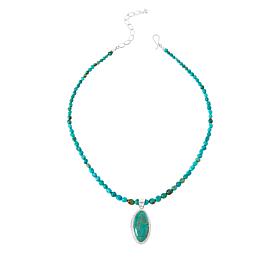 Jay King Turquoise Elongated Oval Pendant with Necklace
