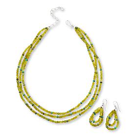 Jay King Yellow Serpentine and Turquoise Beaded Jewelry Set