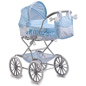 JC Toys Berenguer Boutique Deluxe Royal Baby Doll Pram in Blue