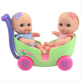 JC Toys Lil' Cutesies Twins 8.5" All Vinyl Dolls Stroller Set