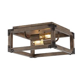 Jonathan Y Brown Darlene 13" 2-Light Iron Rustic LED Flush Mount