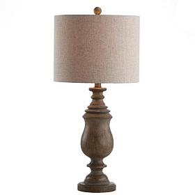 JONATHAN Y Brown Faux Wood Abeline 28.5" Resin LED Table Lamp