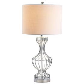 JONATHAN Y Chrome Honore 28" Metal Wire Frame LED Table Lamp