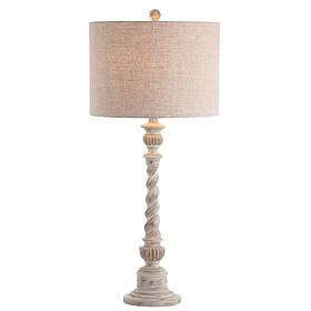 JONATHAN Y White Wash Regent 33" Rustic Resin LED Table Lamp