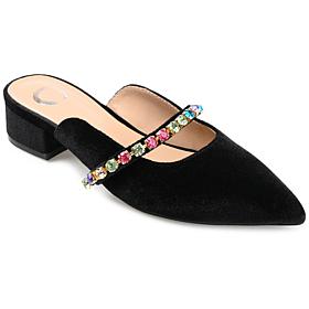 Journee Collection Women's Velvet Pointed-Toe Jewel Flat