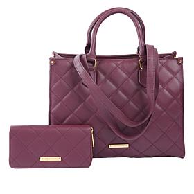 Joy First Class Luxury Leather Quilted Handbag & Clutch Wallet