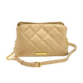 Joy Luxe Leather Quilted Chic Triple Section Crossbody Bag