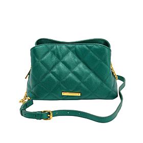 Joy Luxe Leather Quilted Chic Triple Section Crossbody Bag