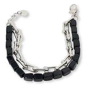 KALIFANO Gemstone and Chain-Link 6-1/2" Layered Bracelet