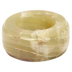 KALIFANO Multicolor Green Onyx Tealight Candle Holder