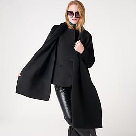 KAP by Kaphill Melton Coat with Wrap Scarf
