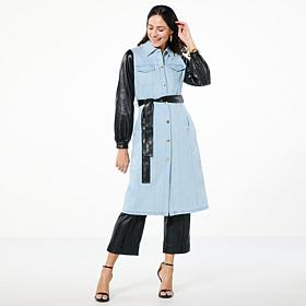 kathy ireland® Fashion 360 Denim British Tower Maxi Trench Coat
