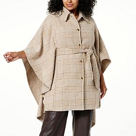 kathy ireland® Fashion 360 Swiss Chateau Faux Wool Belted Poncho