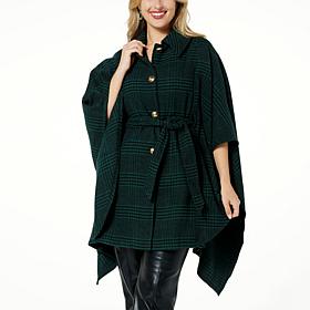 kathy ireland® Fashion 360 Swiss Chateau Faux Wool Belted Poncho