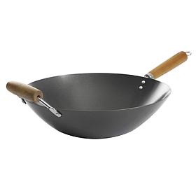 Kenmore Hammond 14 Inch Flat Bottom Carbon Steel Wok in Black with ...