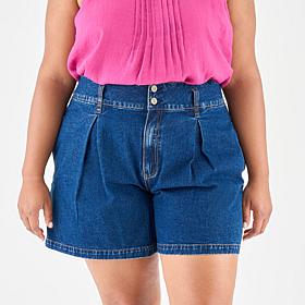 La Joie Vintage Denim Pleated A-Line Short