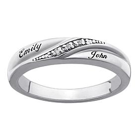 Ladies Diamond Accent Engraved Name Wedding Band