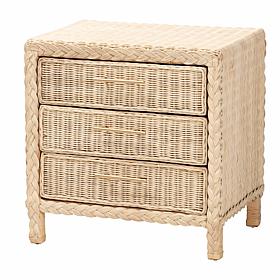 Lanica Japandi Nightstand with Rattan Accents