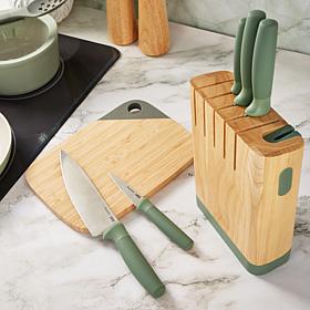 Leo Forest 6pc Stainless Steel Knife Block Set with Sharpener