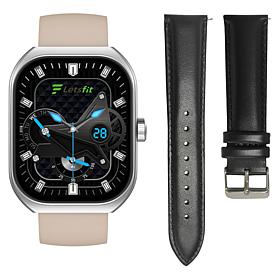 Letsfit E46 Silver Bezel Smart Watch with Extra Band