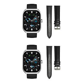LetsFit E46 Smart Watch with Band and Charger Set of 2 - Silver