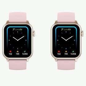 Letsfit Set of 2 E52 Rose Goldtone Bezel Smart Watch