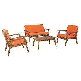 Linon Jiles Outdoor 4-piece Chat Set with Seat Cushions