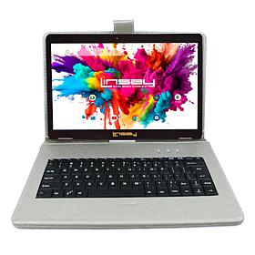 LINSAY® 10.1" Octa Core 128GB Tablet Bundle with Silver Keyboard