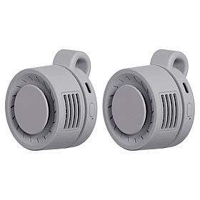 Living Glow 2pk Rechargeable Mini Clip Fans w/Charging Block 