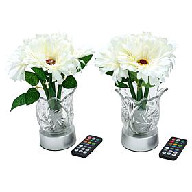Living Glow Rechargeable LED Color Changing Flower Light - Set of 2