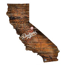 Los Angeles Dodgers 24in. Distressed State w/Logo Sign  