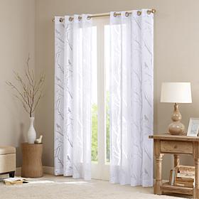 Madison Park Averil Sheer Bird Panel Curtain-White-50x84"