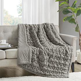 Madison Park Ruched Fur Throw 50" x 60"