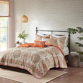 Madison Park Tangiers 6-pc Reversible Coverlet Set- Orange, Full/Queen