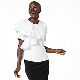 Mark & James by Badgley Mischka Ruffle Taffeta Short-Sleeve Tee