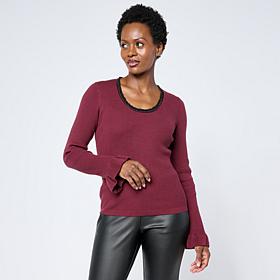 Mark & James by Badgley Mischka Sweater Top with Beaded Neckline