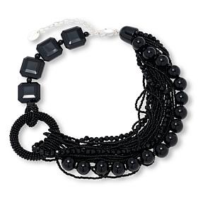 MarlaWynne Black Resin Asymmetrical Beaded Necklace